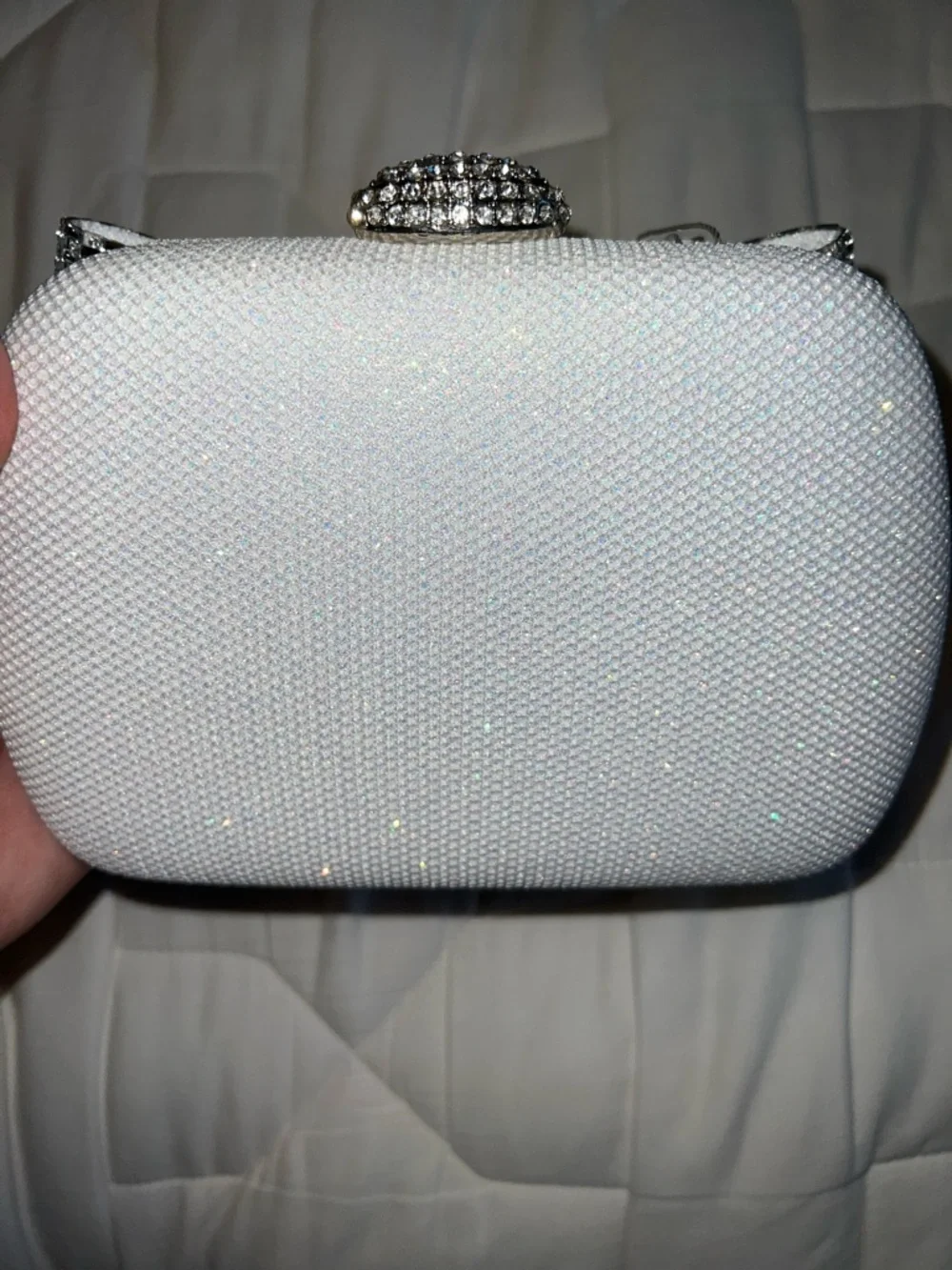 Jewel Badgley Mischka Silver Crystal Bow Minaudiere - Picture 4 of 7
